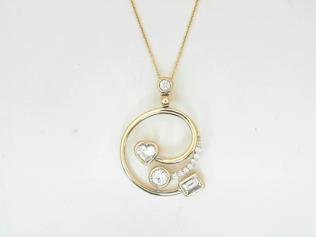 14 Karat Yellow Gold Multi Shaped Cut Diamond Pendant 0.58 Cts
Length: 16 Inch
