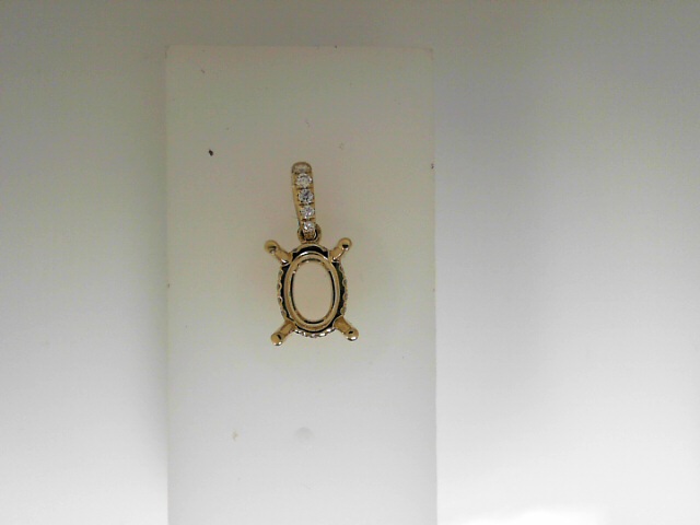 Yellow Gold 14 Karat Semi Mount  Pendant With 18=0.11Tw Round Diamonds