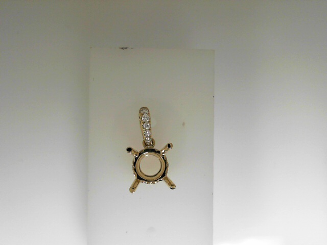 Yellow Gold 14 Karat Semi Mount  Pendant With  .14Tw Round Diamonds