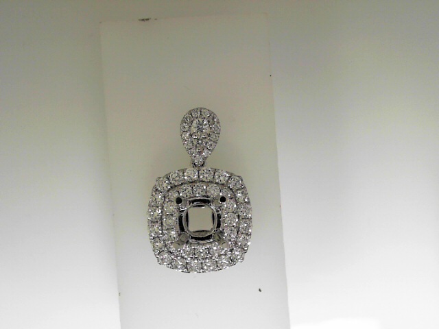 White Gold 14 Karat Semi Mount  Pendant With 51=1.18Tw Round Diamonds