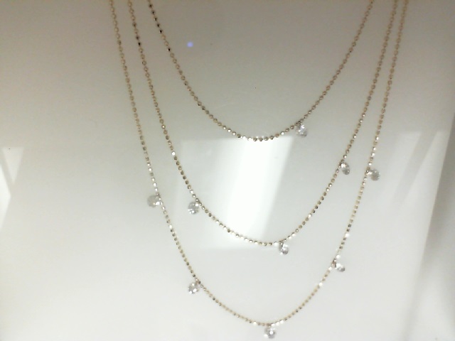 Brevani 14 Karat Yellow Gold Pierced Diamond Triple Necklace 0.95 Ct