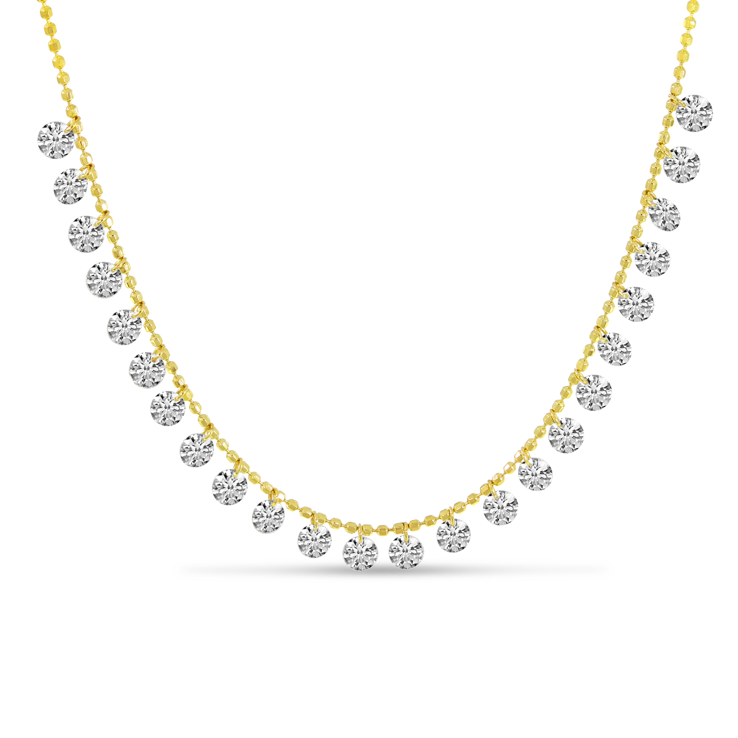 Brevani 14 Karat Yellow Gold Pierced Diamond Cleopatra Necklace 1.92  Ct 18 inch
