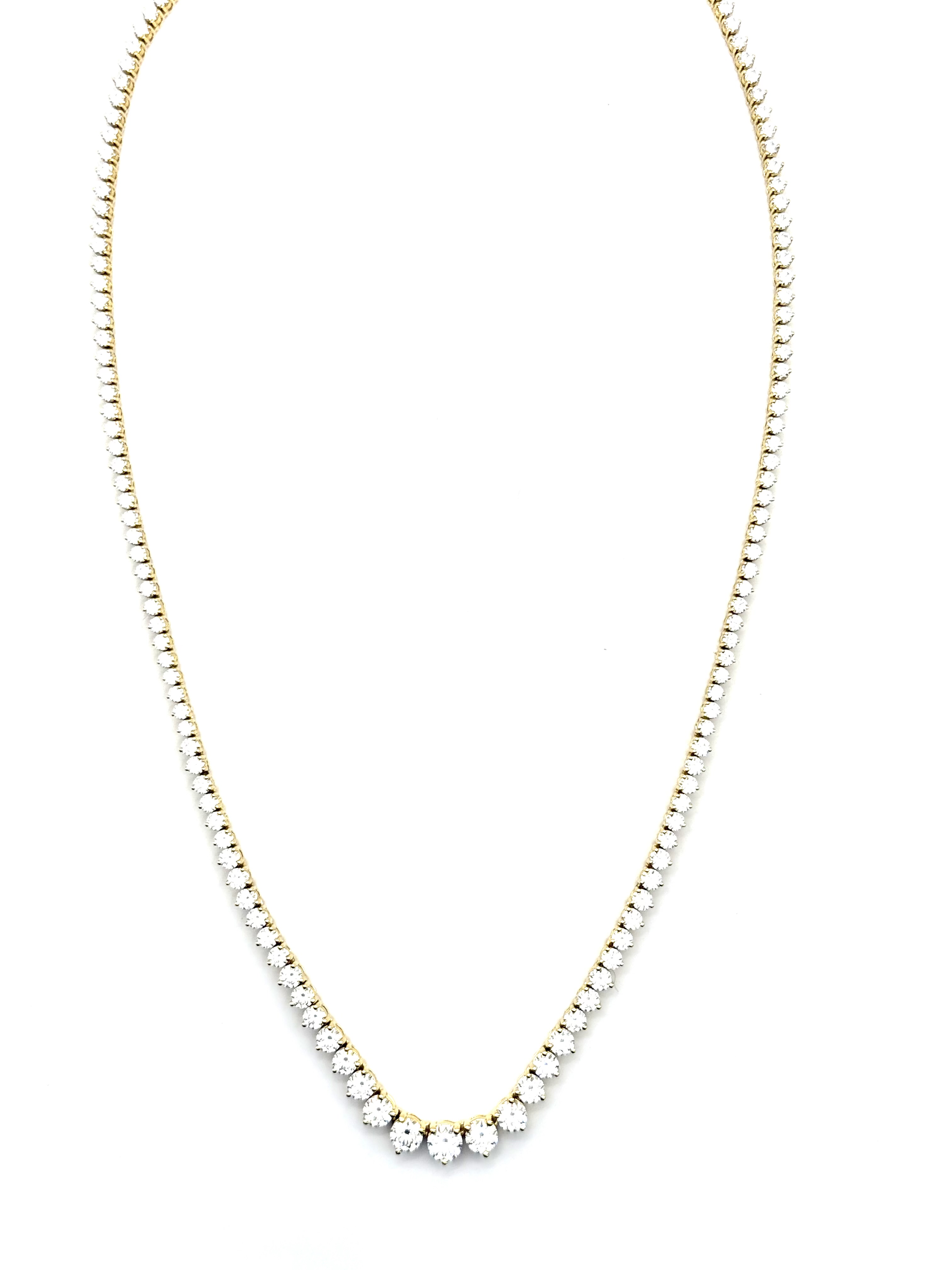 Hearts On Fire 18 Karat Yellow Gold d 7.83 Cts Diamond Necklace 16 Inch
