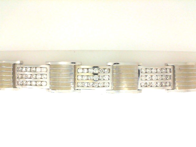 14 Karat White  Gold  Brushed & Polished Bracelet With 126=8.20Tw Round Diamonds
Length: 8.25
