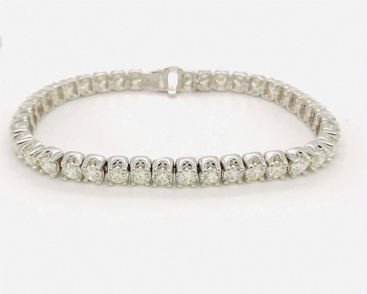 14 Karat White Gold Tennis Bracelet With 40=10.00tw Round Brilliant Diamonds