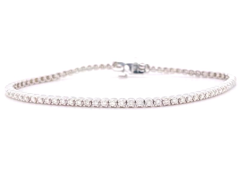 14 Karat White Gold Tennis Bracelet With 1.07Tw Round Diamonds Length/Size: 7