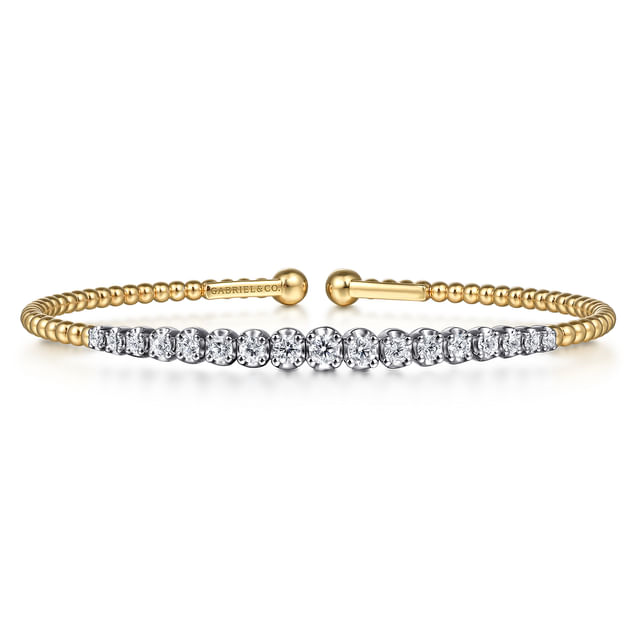 Gabriel & Co14 Karat White and Yellow Gold Diamond Bujukan Bangle 0.74Tw