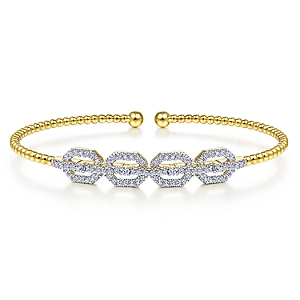 Gabriel & Co 14 Karat Yellow Gold Bujukan Diamond Linked  Bangle 0.60Tw