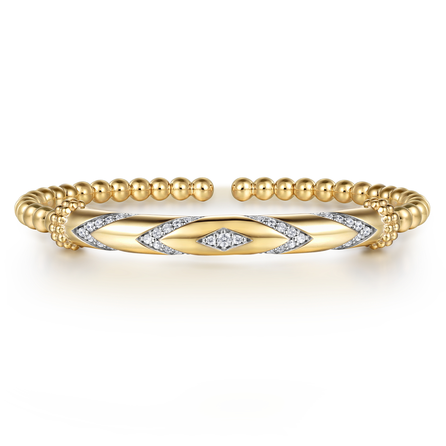 Gabriel & Co 14 Karat Yellow Gold 2025 Limited Edition Diamond Chevron Bujukan Bangle Bracelet 0.48 ct
size 6