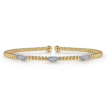 Gabriel & Co14 Karat White-Yellow Gold Bujukan Diamond Marquise Stations Bangle-0.16ct
Size6