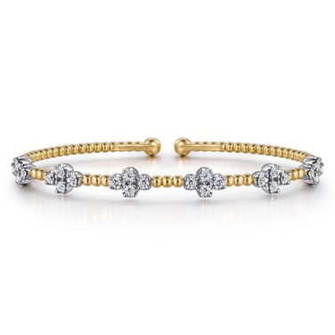Gabriel & Co14 Karat White-Yellow Gold Bujukan Station Diamond Bangle-0.71ct
Size 6