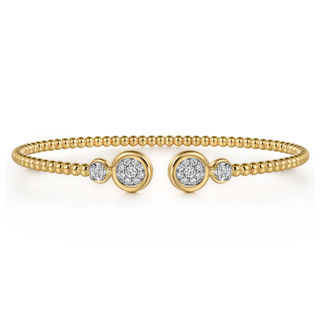 Gabriel & Co14 Karat White And Yellow Gold Diamond End Caps Bujukan Bangle-0.26ct
Size 6