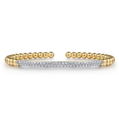 Gabriel & Co14 Karat Yellow Gold Bujukan Double Row Diamond Bangle 0.77ct