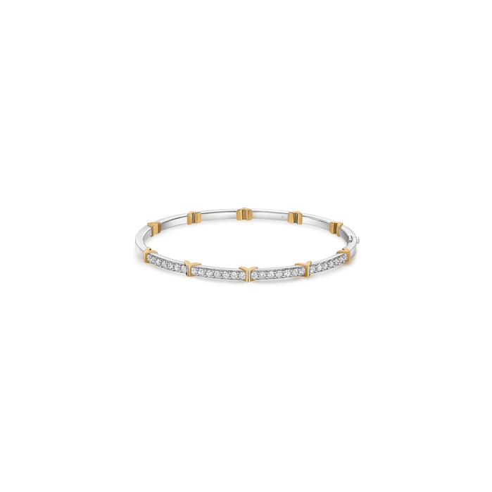 Hearts On Fire 18 Karat White And Yellow Gold Diamond Copley Studded Bangle 0.91 ct
size Medium