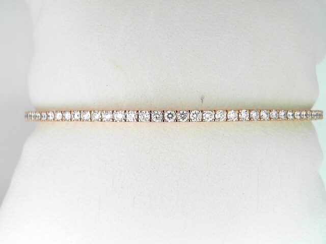 18 Karat Rose Gold Round Brilliant Cut Diamond Flexible Bangle Bracelet 0.79 Cts
Size: 6.75