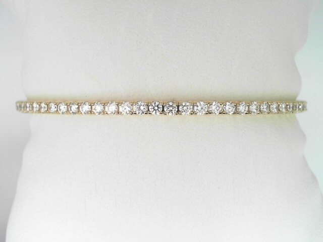 14 Karat Yellow Gold Round Brilliant Cut Diamond Flexible Bangle Bracelet 1.43 Cts 
Size : 6.75