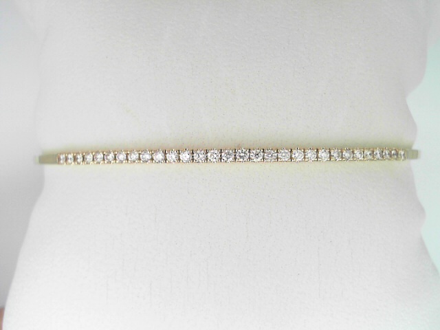 14 Karat Yellow Gold Round Brilliant Cut Diamond Flexible Bangle Bracelet 0.38 Cts
Size: 6.75