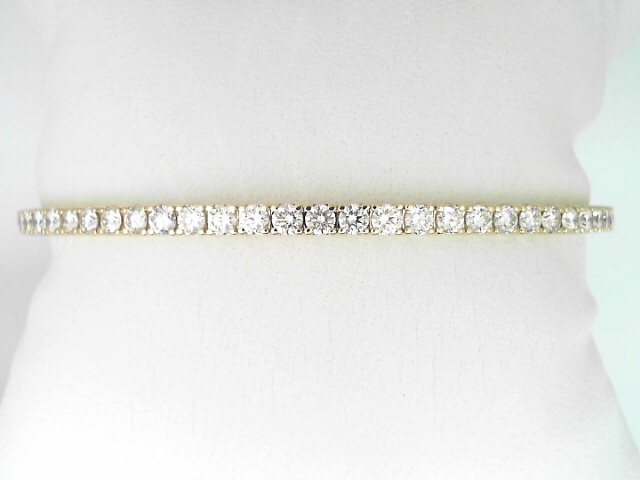 14 Karat Yellow Gold Round Brilliant Cut Diamond Flexible Bangle Bracelet 1.96 Cts 
Size: 6.75