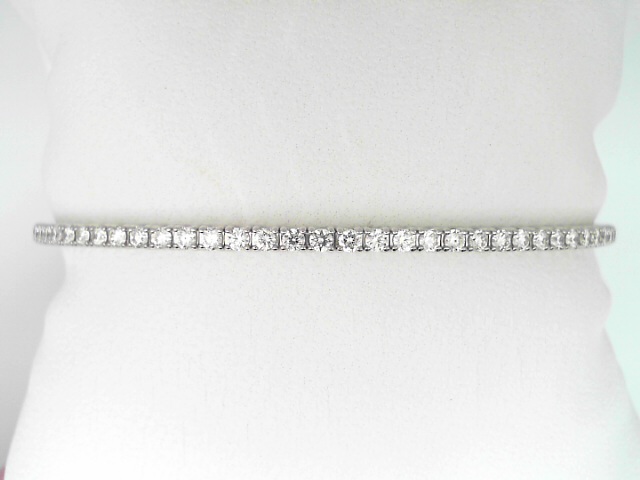 14 Karat White Gold Round Brilliant Cut Diamond Flexible Bangle Bracelet 1.02 Cts 
Size: 6.75