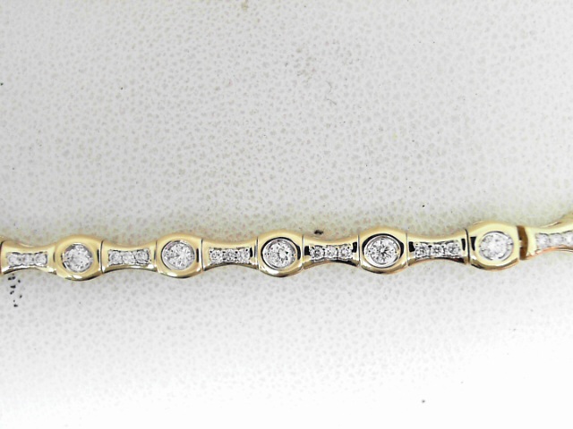 Yellow Gold 14 Karat Bangle Bracelet With 88=0.85Tw Round  Diamonds