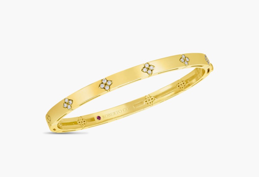 Roberto Coin 18 Karat Yellow Gold Love In Verona Diamond Bangle 0.10Cts