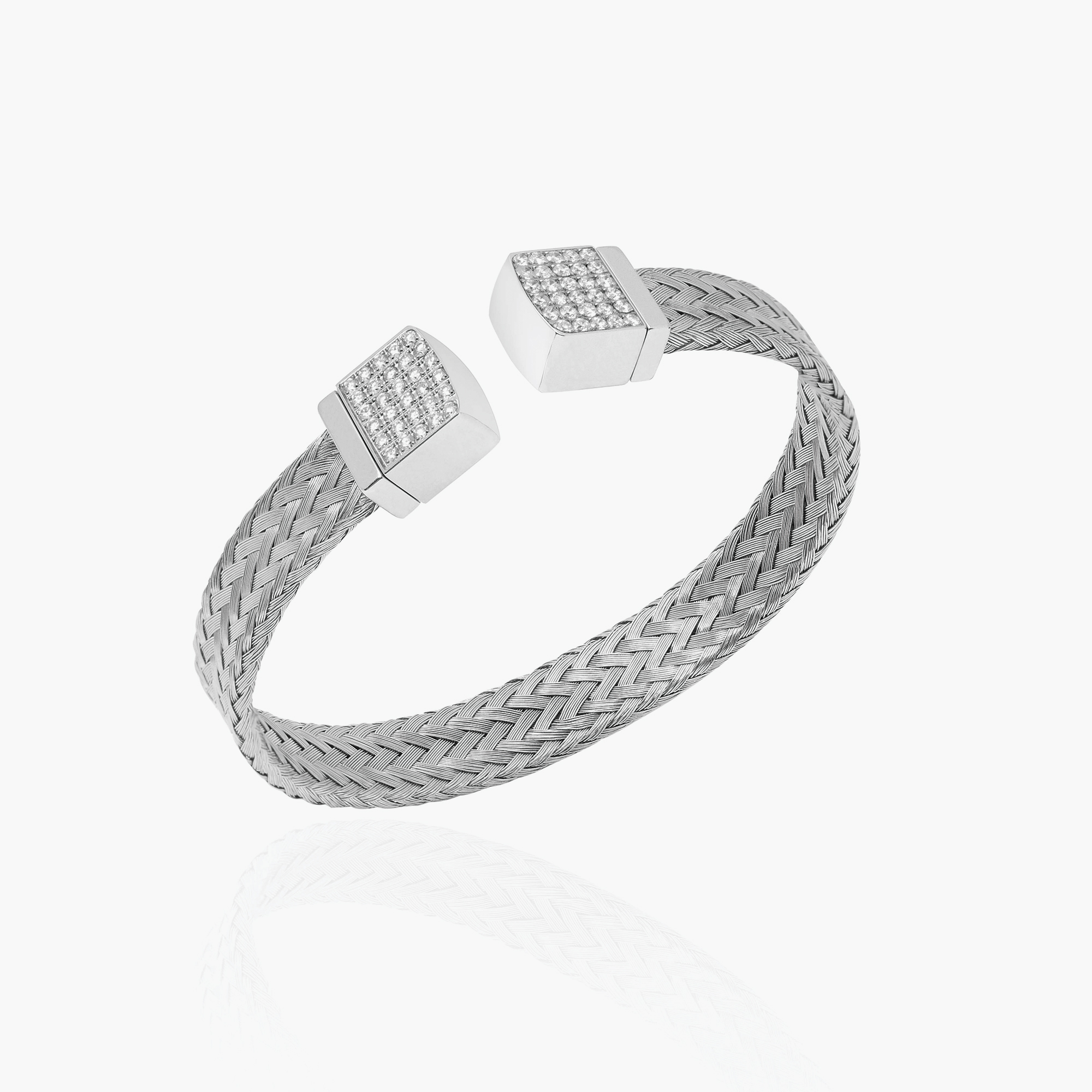Jason Of Beverly Hills Mesh Bracelet With Interchangeable Ends Round Diamonds At 1.00Ctw