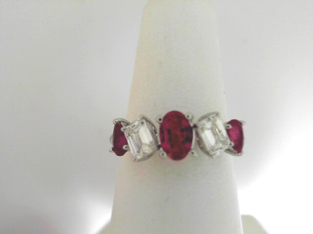 Simon G 18 Karat White Gold 0.86 ct Ruby And 0.62 Ct Diamond Multi Shape Band 
size 6.5