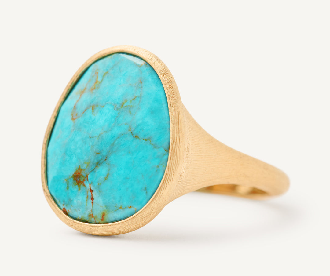Marco Bicego 18 Karat Yellow Gold Lunaria Turquoise Ring Size 7