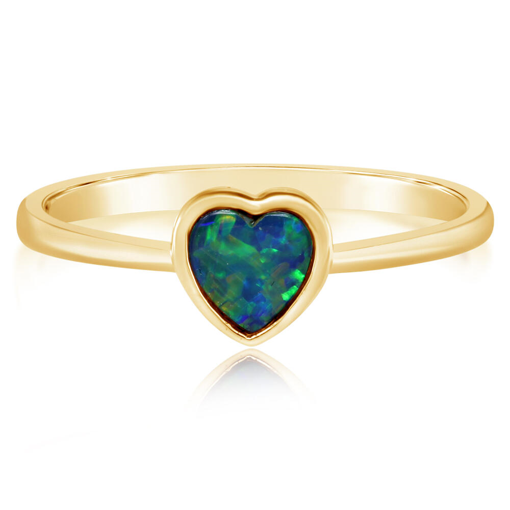 14 Karat Yellow Gold Australian Heart Opal Doublet Ring
size 6.5