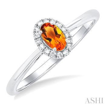10 Karat White Gold 5X3 Oval Citrine Single Cut Diamond Halo Ring 0.07 Ct
Ring Size : 6.5