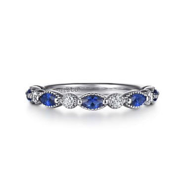 Gabriel & Co14 Karat White Gold Sapphire and Diamond Wedding Band
Sapphire Weight 0.4Ct & Diamond Weight 0.15Ct