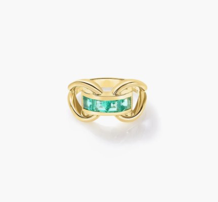Roberto Coin 18 Karat Yellow Gold 4x Princess Cut Emeralds 0.80Ctw Ring 
Ring Size: 6.75