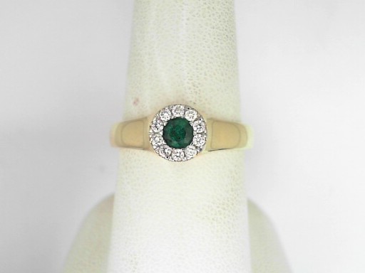 14 Karat Yellow Gold 0.23 Cts Round Cut Emerald With 0.13 Cts Round Brilliant Cut Diamond Ring
Ring Size: 7.5