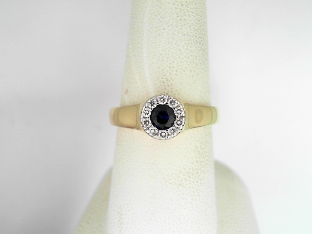 14 Karat Yellow Gold 0.33 Cts Round Cut Sapphire With 0.13 Cts Round Brilliant Cut Diamond Ring
Ring Size: 7.5