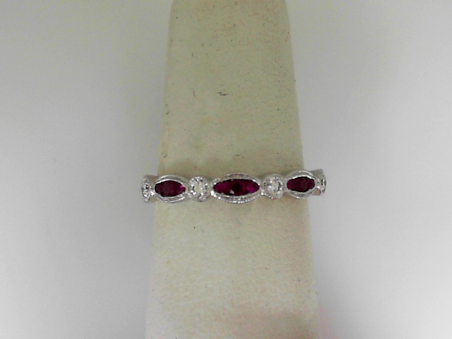 White Gold 14 Karat Fashion Ring With 21=0.38Tw Round Rubys And 6=0.19Tw Round Diamonds