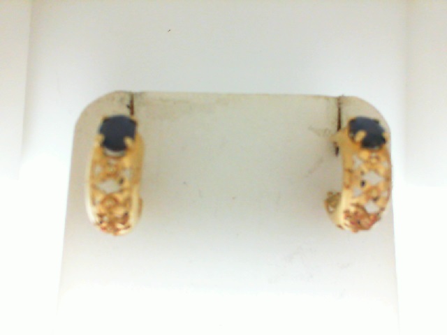 Yellow Gold 14 Karat ESTATE  Earrings With 2=6.00X4.00Mm Oval Sapphires