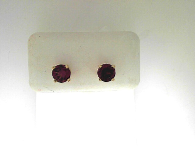 14 karat yellow Gold 5mm Rhodolite Garnet Earrings