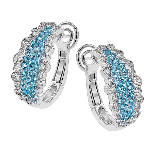 Simon G 18 Karat White Gold 0.73 Ct Paraiba Tourmaline And 1.32 Cts Round Brilliant Cut Diamond Earrings 
Omega Backs