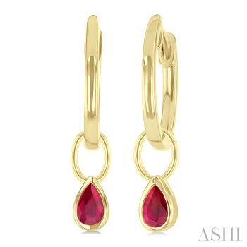 14 Karat Yellow Gold 5 X 3 Pear Shape Bezel Dangle Earrings