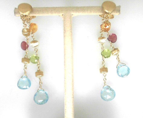 Estate18 Karat Yellow Gold Dangle  Gemstone Earrings 
By Marco Bicego