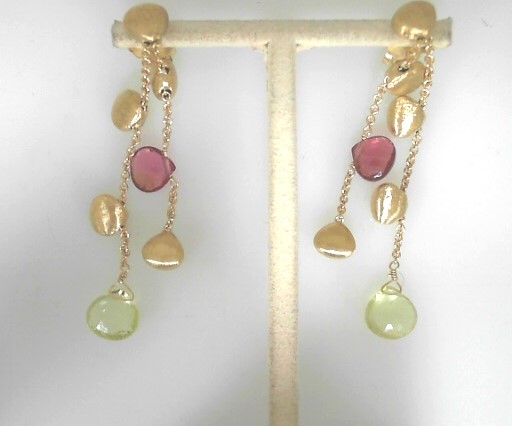 18 Karat Yellow Gold Dangle Earrings With Gemstones by Marco B
