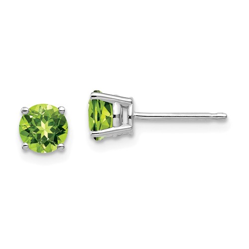 14 Karat White Gold 5 mm Round Peridot Stud Earrings