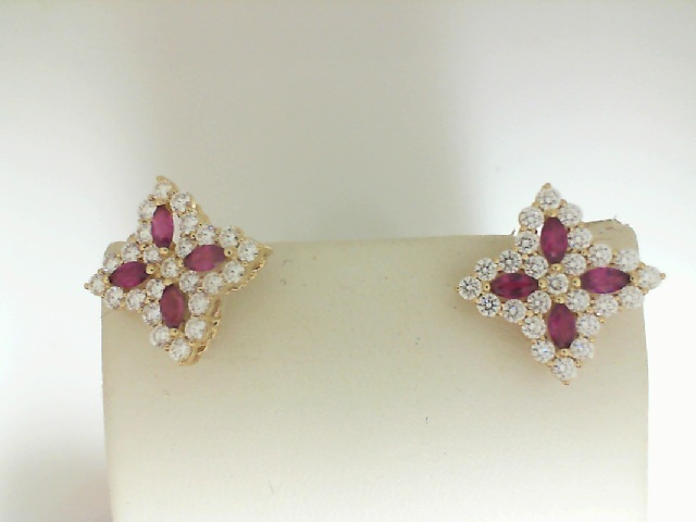 Roberto Coin 18 Karat Yellow Gold Venentian Princess 0.65 ct Ruby And 1.01 cts Diamond Earrings