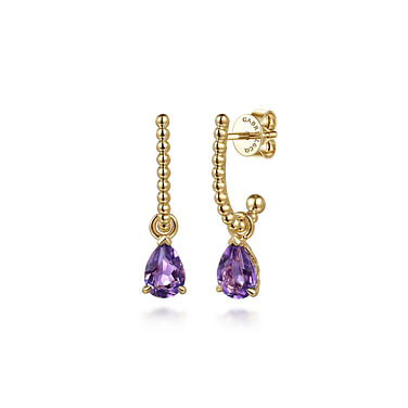 Gabriel & Co14 Karat Yellow Gold Bujukan Amethyst J Hoop Earrings 1.32 cts