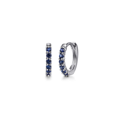 Gabriel & Co 14 Karat White Gold Sapphire Huggie Earrings-0.22ct