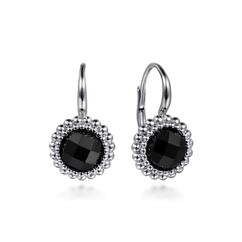 Gabriel & Co Sterling Silver Onyx Bujukan Round Shape Leverback