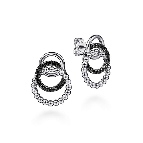 Gabriel & Co 925 Sterling Silver Black Spinel Bujukan Link Stud Earring