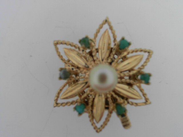 Estate 14 Karat Yellow Gold Pearl Clasp With 6mm Pearl & Turquoise
For single strand