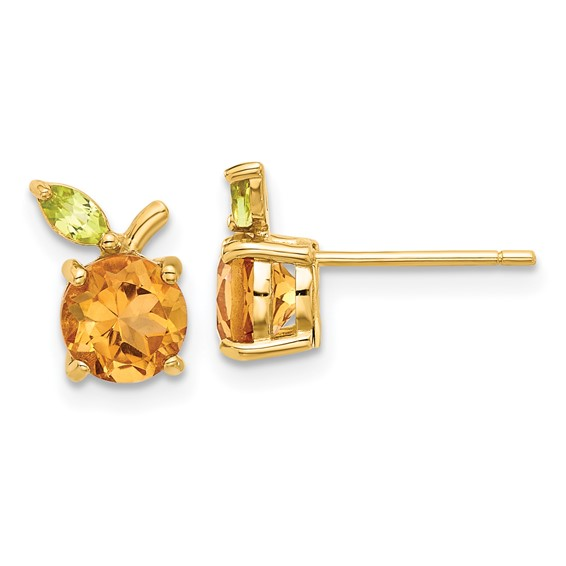 14 Karat Yellow Gold Round Citrine And Peridot Pendant
