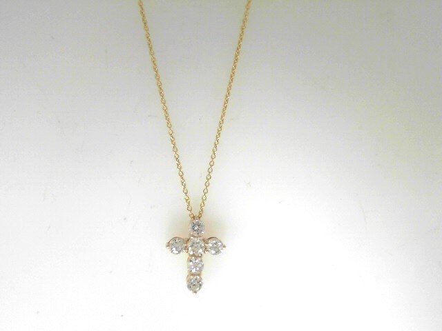 14 Karat Yellow Gold Cross Pendant With 6=0.46Tw Round Diamonds
 Length: 18
